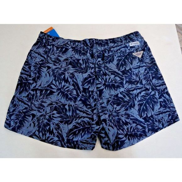Columbia FM1107 448 Men's Sz XL Navy Hawaiian Super Backcast 6" Swim Shorts - Picture 2 of 8